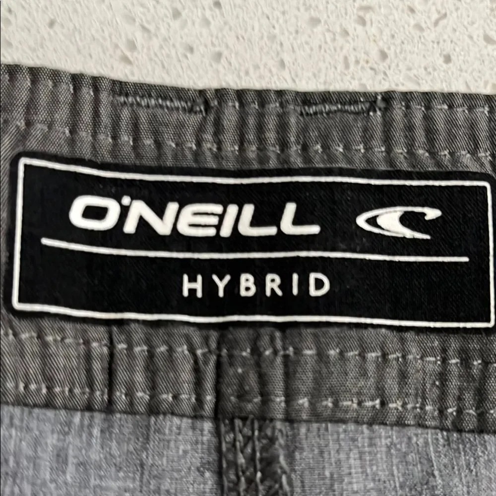 O'Neill Hybrid Gray Flat Front Shorts Drawstring Size 28/11